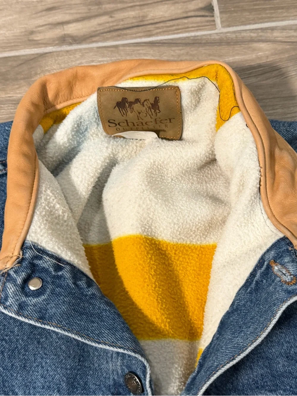 Vintage Schaefer Outfitter Denim Ranch Jacket Sherpa USA Made Western XXL Mens